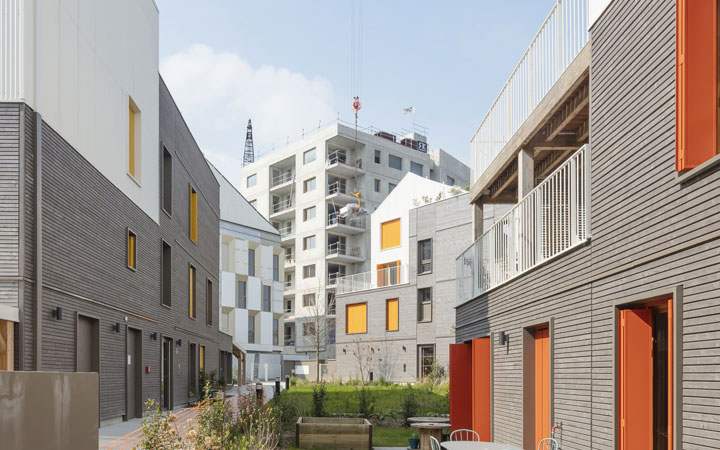 WOOD CLADDING FOR 28-UNIT HOUSING : THE PB5 BLOCK IN THE ECO-NEIGHBOURHOOD OF THE ILE DE SAINT DENIS (93)