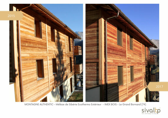 Évolution du bardage bois Mélèze Ecothermo Extérieur avec la solution Authentic spécial Montagne