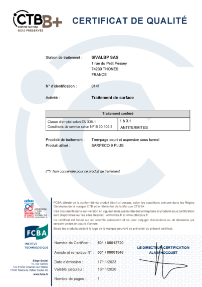 Certificat SIVALBP CTB B+-image