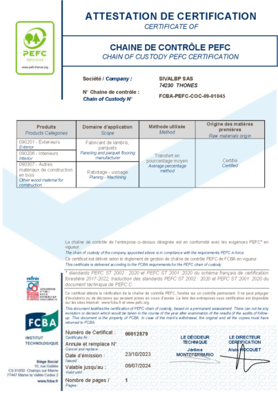 SIVALBP SAS_FCBA-PEFC-CERTIFICAT 2024